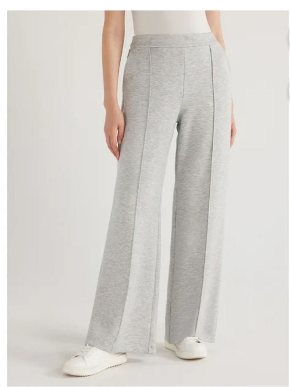 SCOOP Gray Super Soft Scuba Seamed Front Wide Leg Lightweight Sweatpants 18 NWT - Picture 3 of 10